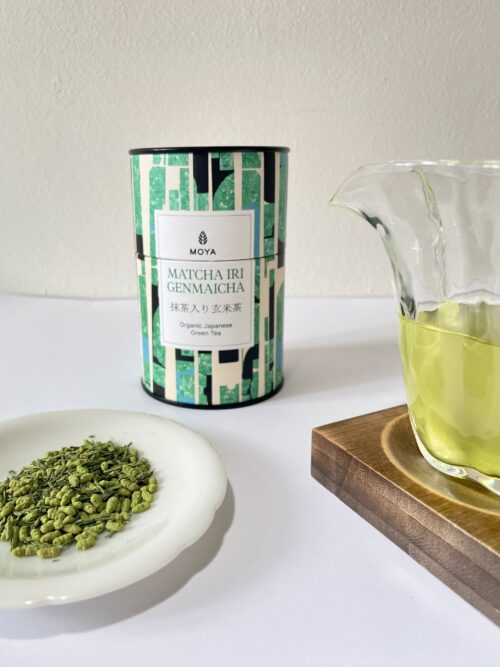 Moya Matcha iri genmaicha tea brewed